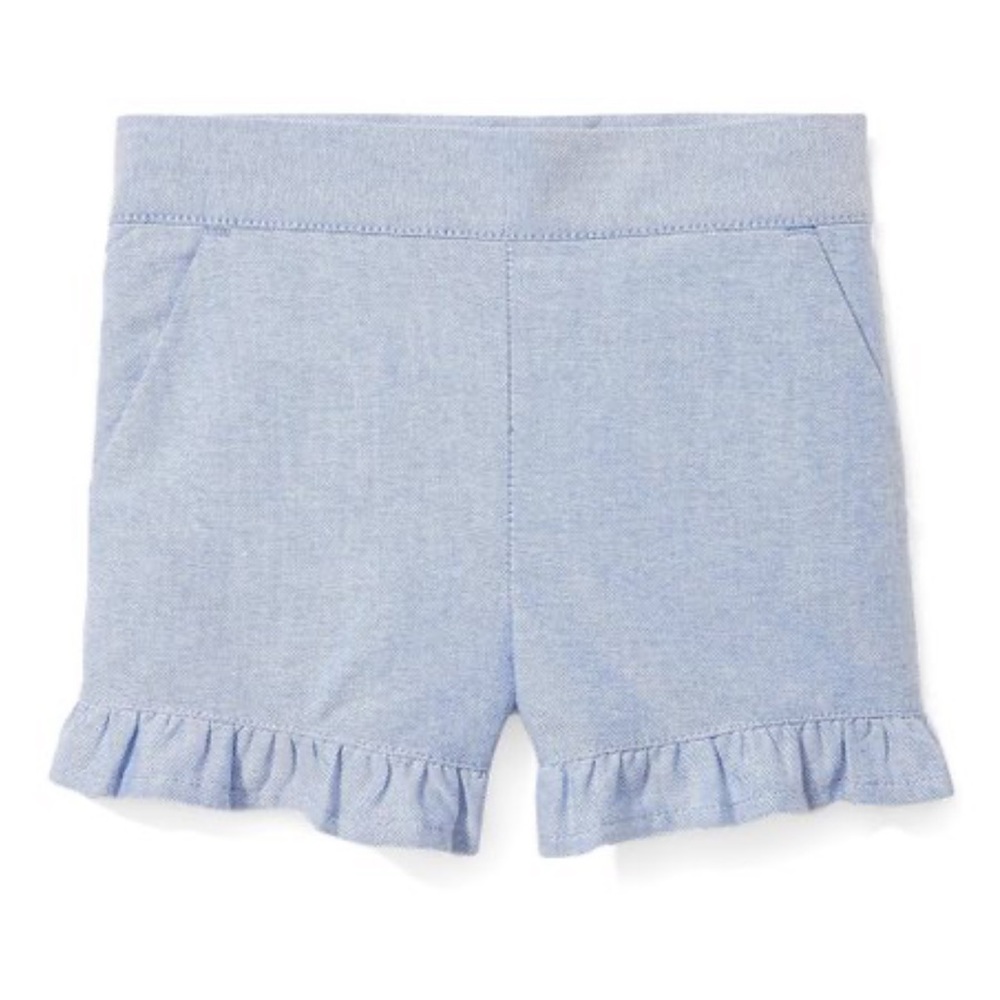 Janie and Jack | Denim Rufle-Hem Oxford Shorts - Girls